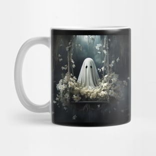 Floral Ghost On The Swing In Forest Halloween Gothic Mug